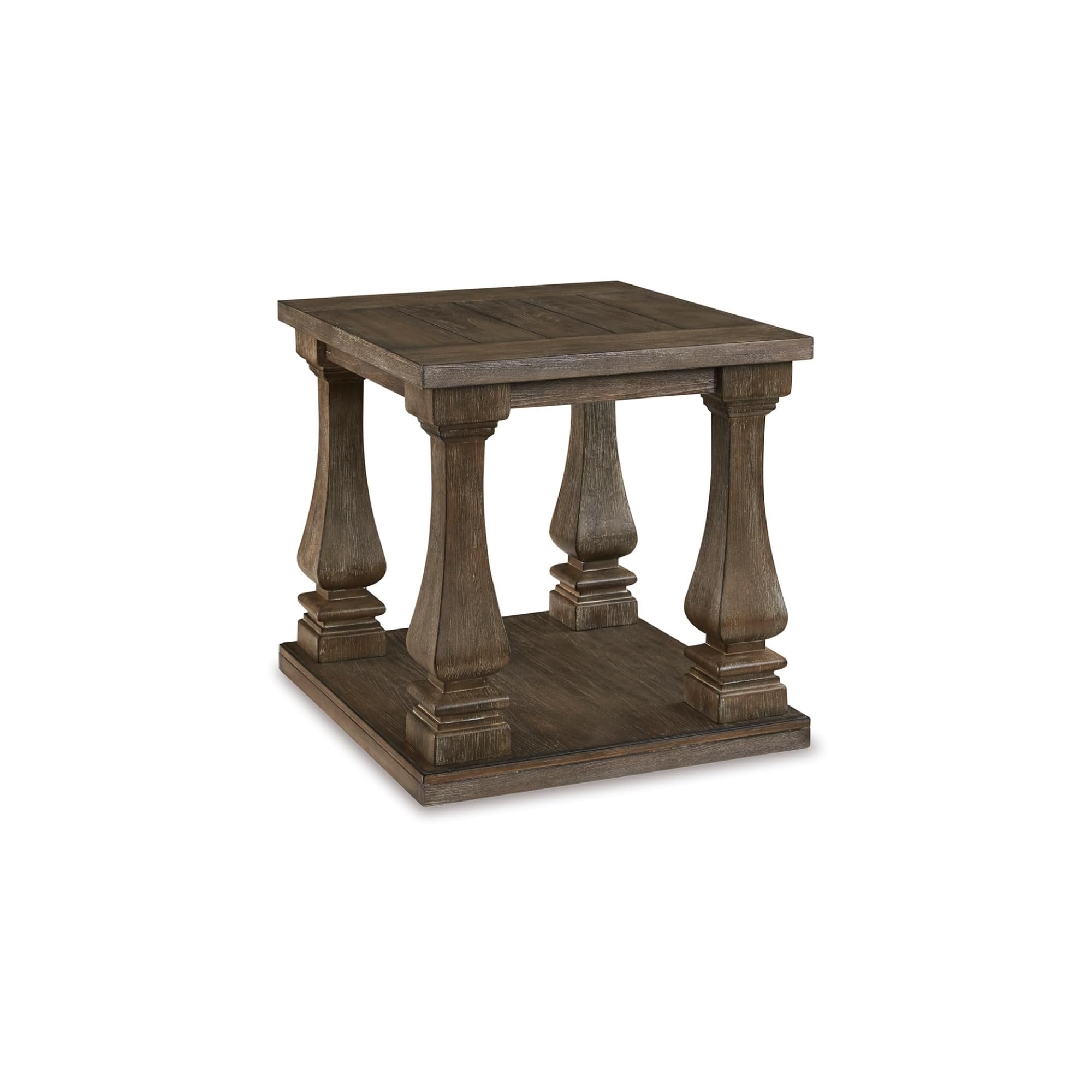 Rustic End Table with Lower Shelf
