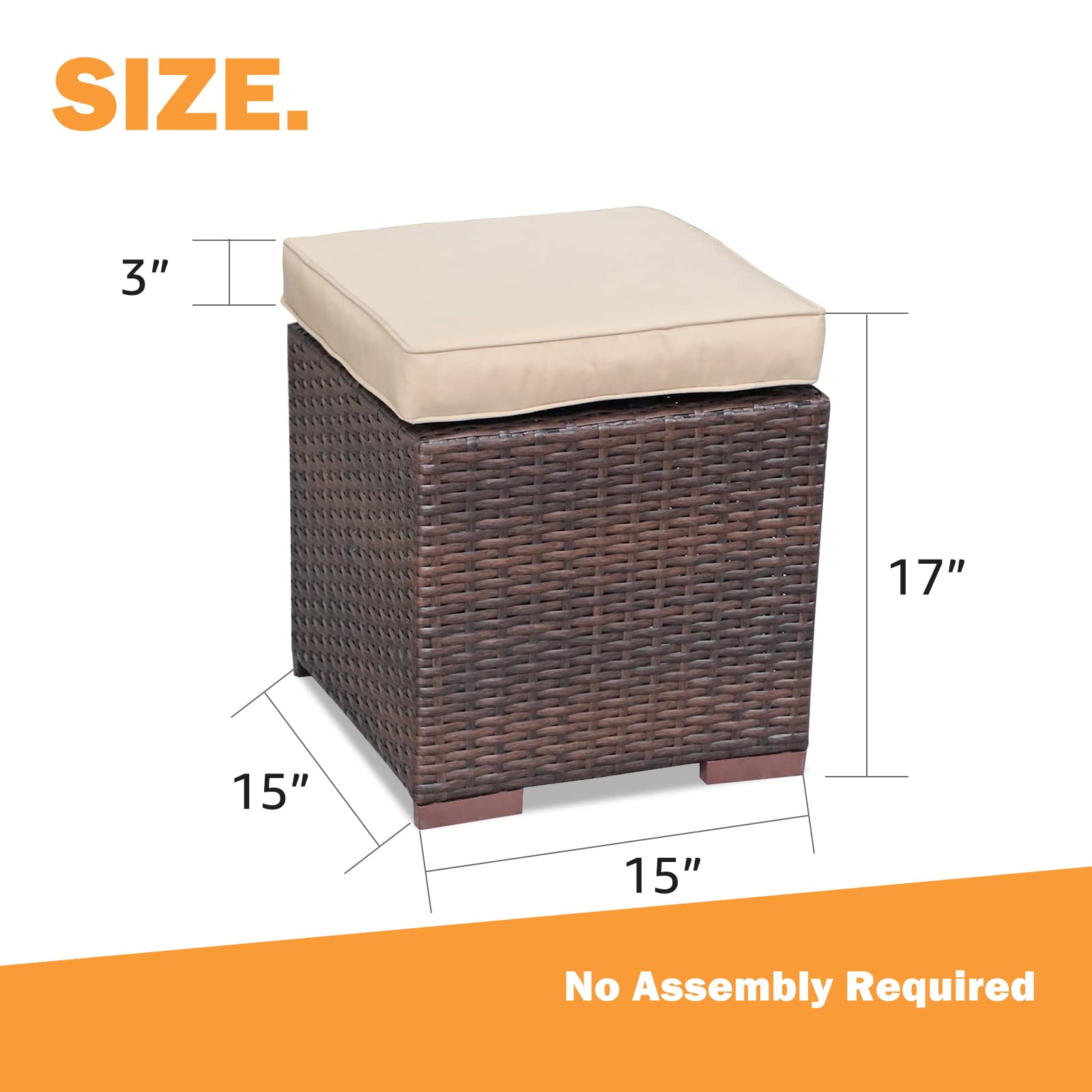 Outdoor Patio Ottoman Set (Set of 2)