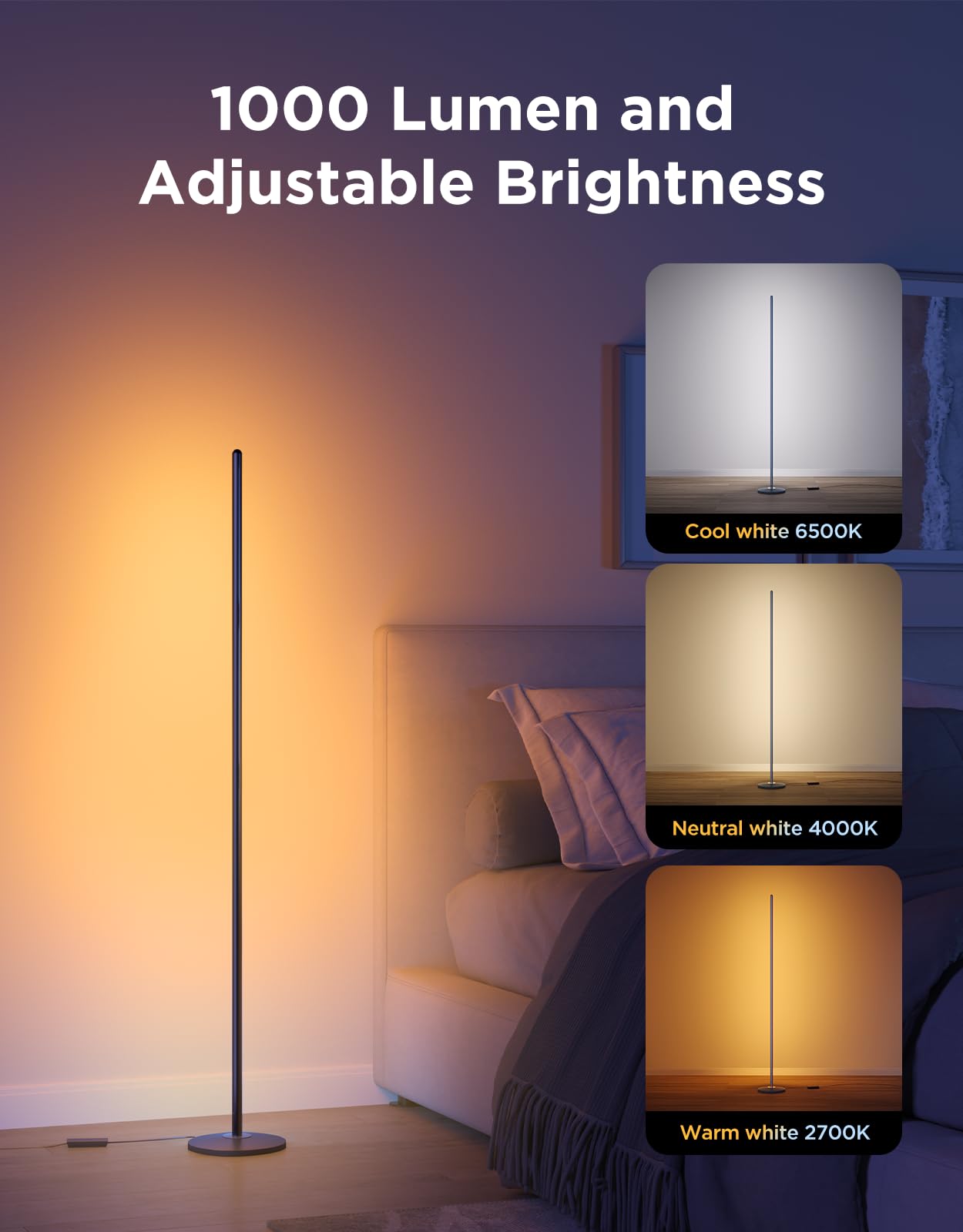RGBIC LED Floor Lamp with Music Sync