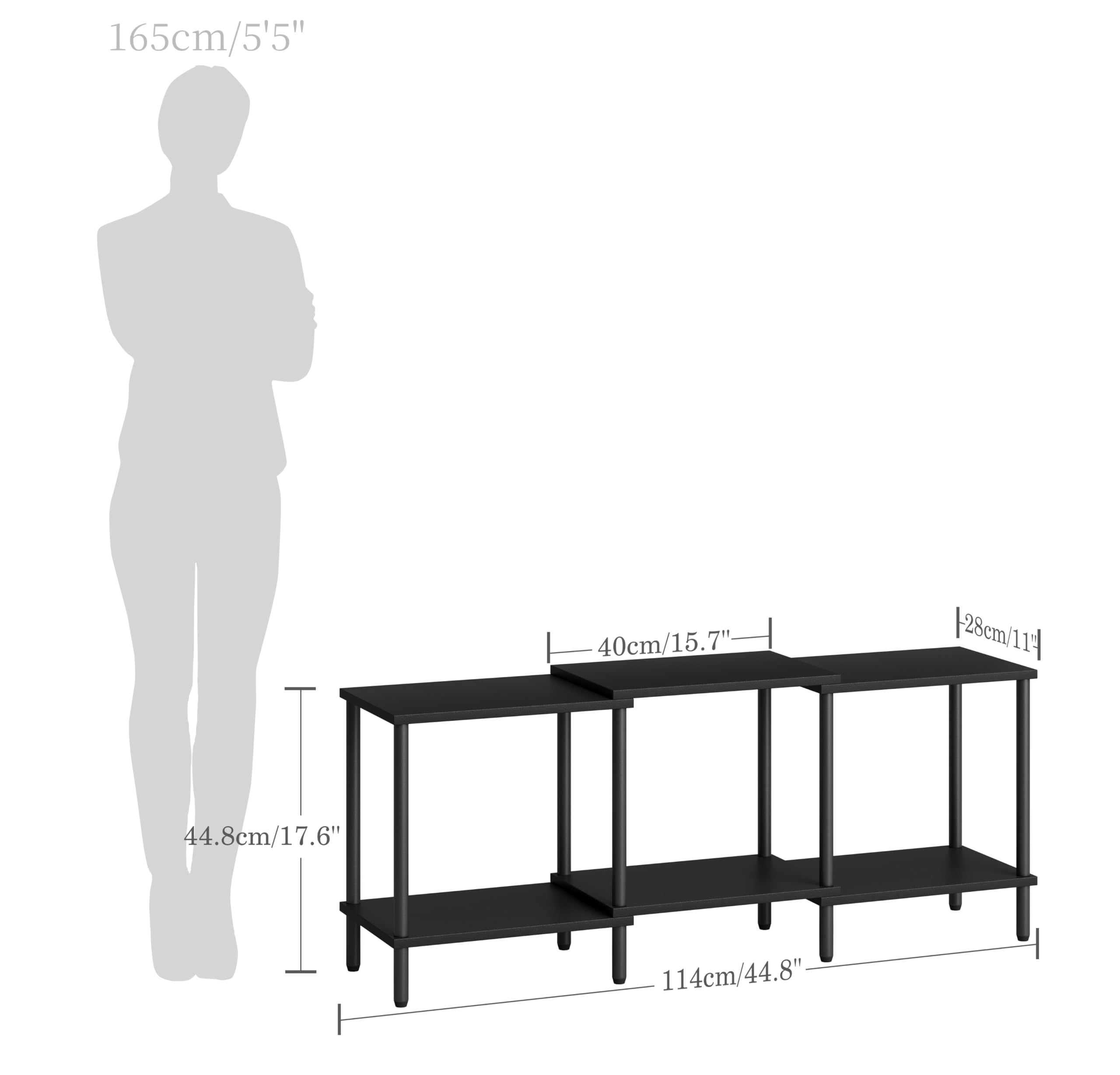 YAUKTAK TV Stand, Entertainment Center, Industrial TV Media Console Table with Open Storage Shelves, 2 Tier TV Cabinet for Living Room, Bedroom LTS107BK