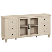 58" Farmhouse TV Stand with Glass Barn Doors