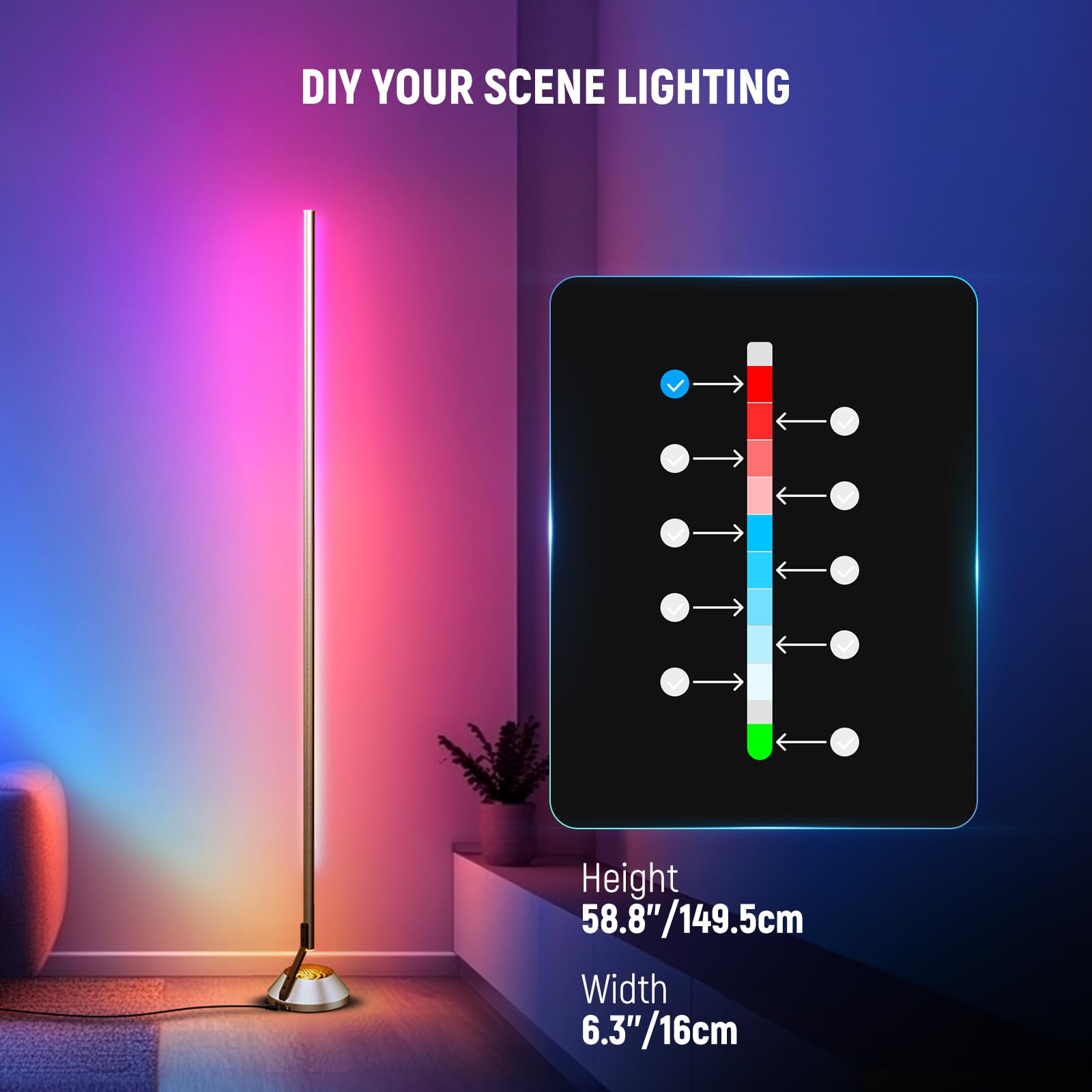 RGB IC Smart Floor Lamp with AI Lighting