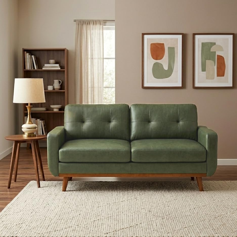 Faux Leather Tufted Loveseat