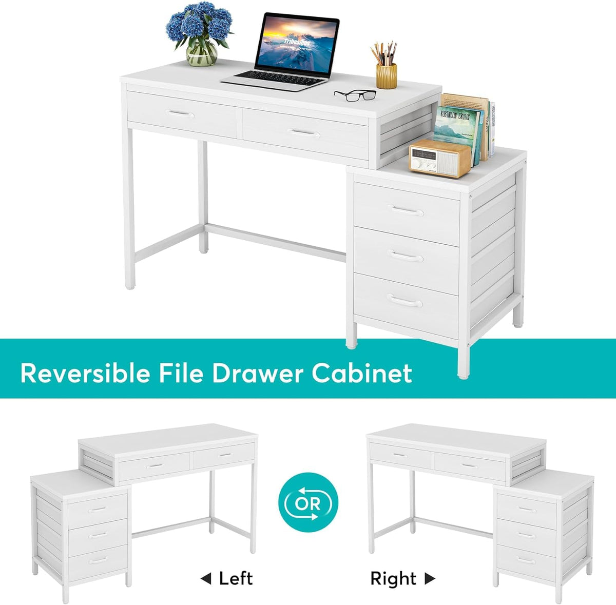 Computer Desk with 5 Drawers
