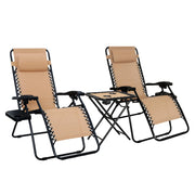 Zero Gravity Reclining Lounge Chair Set of 2 with Side Table & Headrest