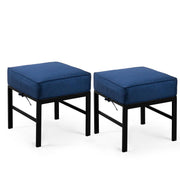 Outdoor Aluminum Patio Ottomans with Cushions – Set of 2