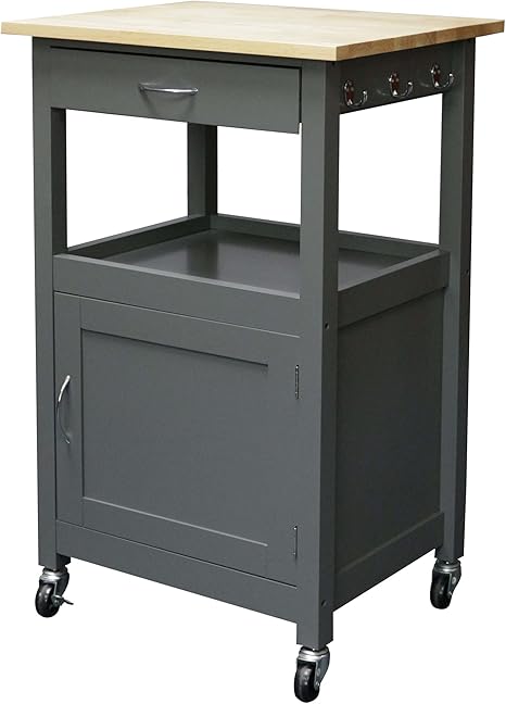 Kitchen Island Cart with Drawer, Storage Cabinet & Hardwood Top