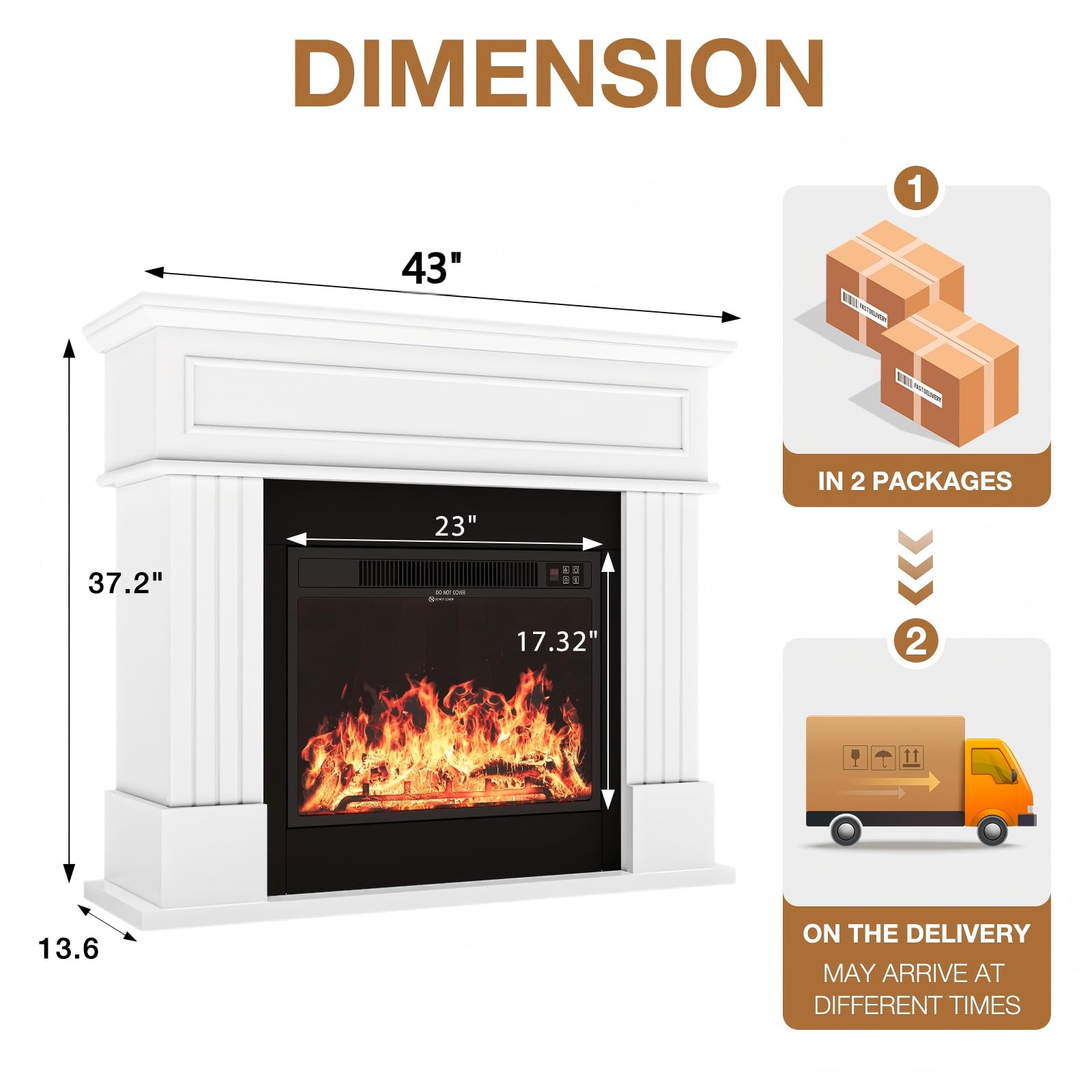Electric Fireplace with Mantel TV Stand