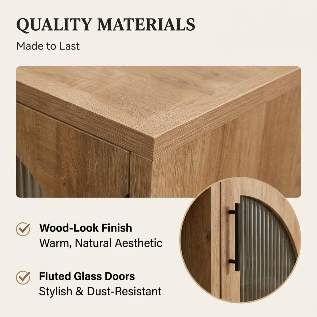 Oak Fluted Glass TV Stand