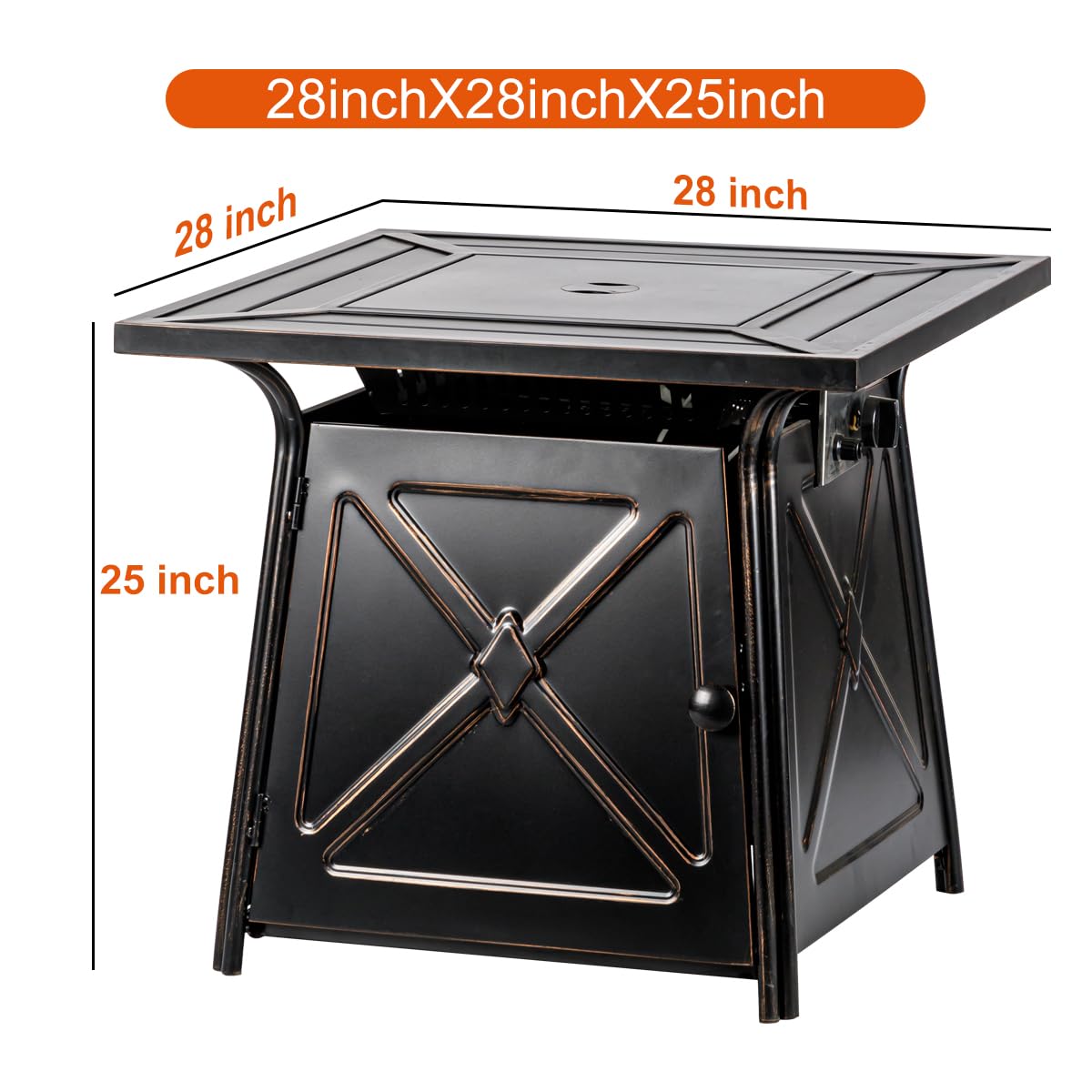 OutVue 28 inch Propane Fire Pit Table,50000 BTU Gas Fire Pit
