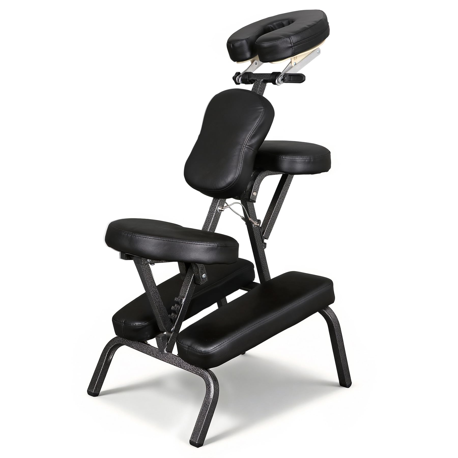 ZENY Portable Massage Chair, Tattoo Spa Therapy Chair, Adjustable, Black, PU Leather, Aluminum, Modern Style, 23"L x 18"W x 42"H, 250 Lbs Weight Capacity, Relaxing
