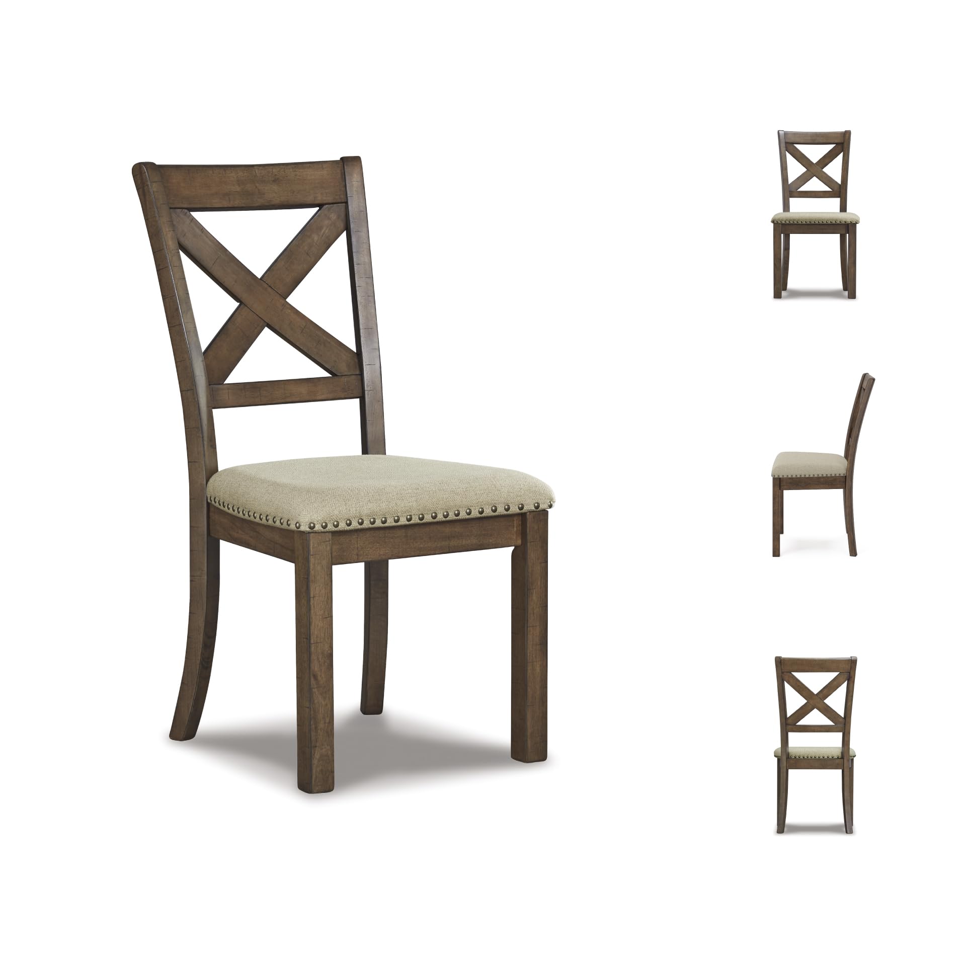 X Back Upholstered Dining Chairs, Set of 2