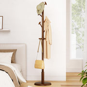 Freestanding Wood Coat Rack with 10 Hooks