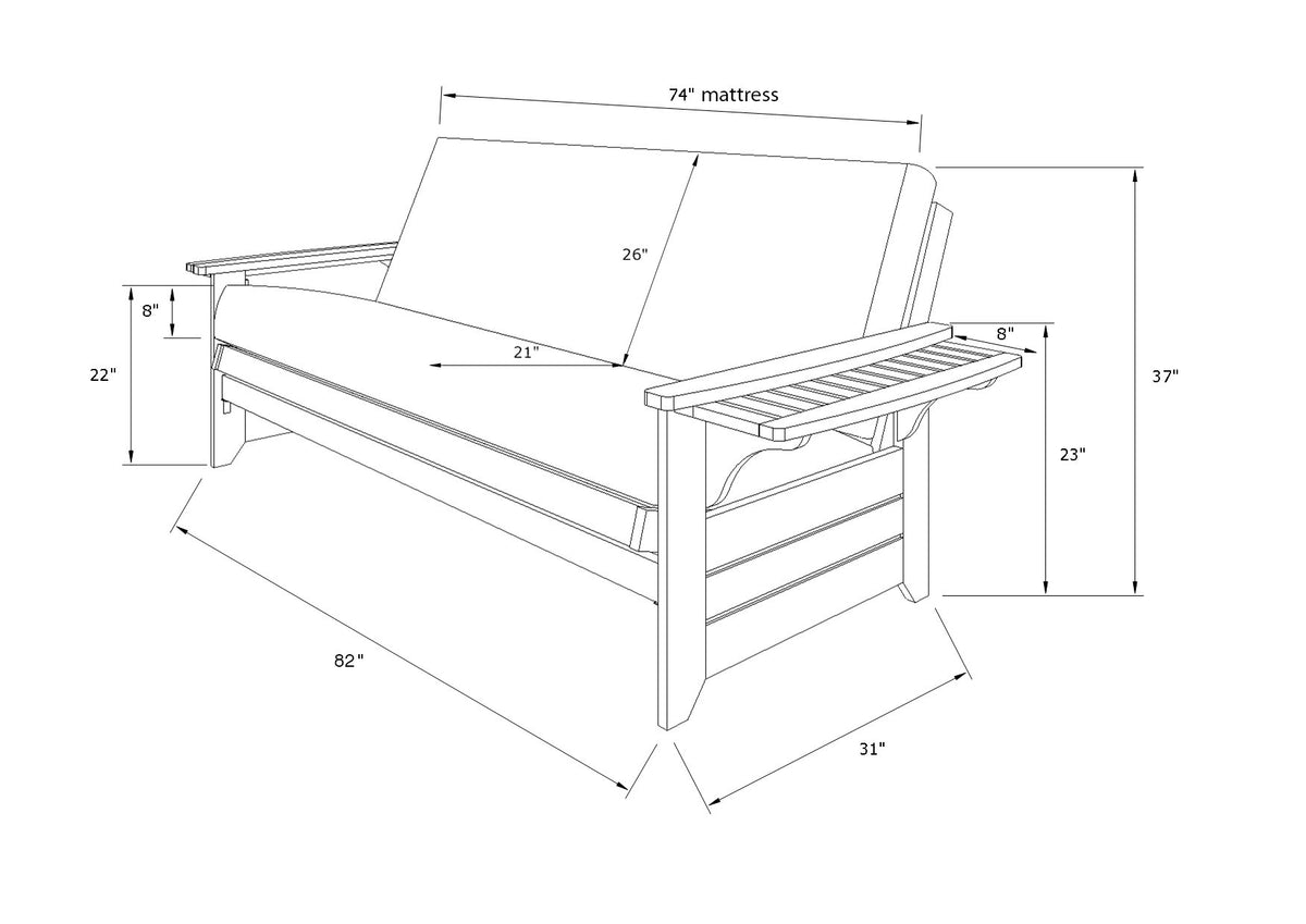 Solid Wood Futon Sofa Bed