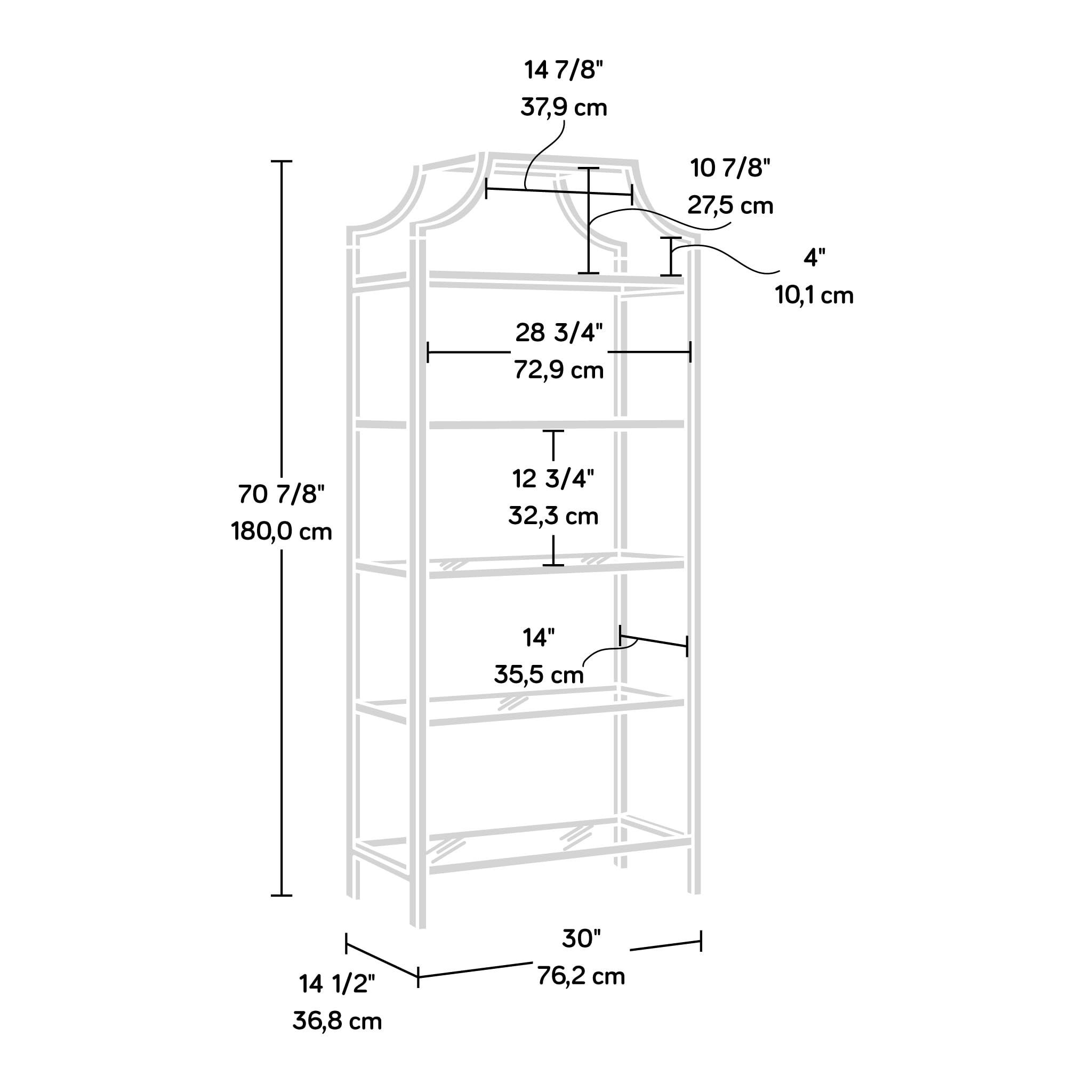 5-Shelf Glass Bookcase – Gold Satin Metal Frame