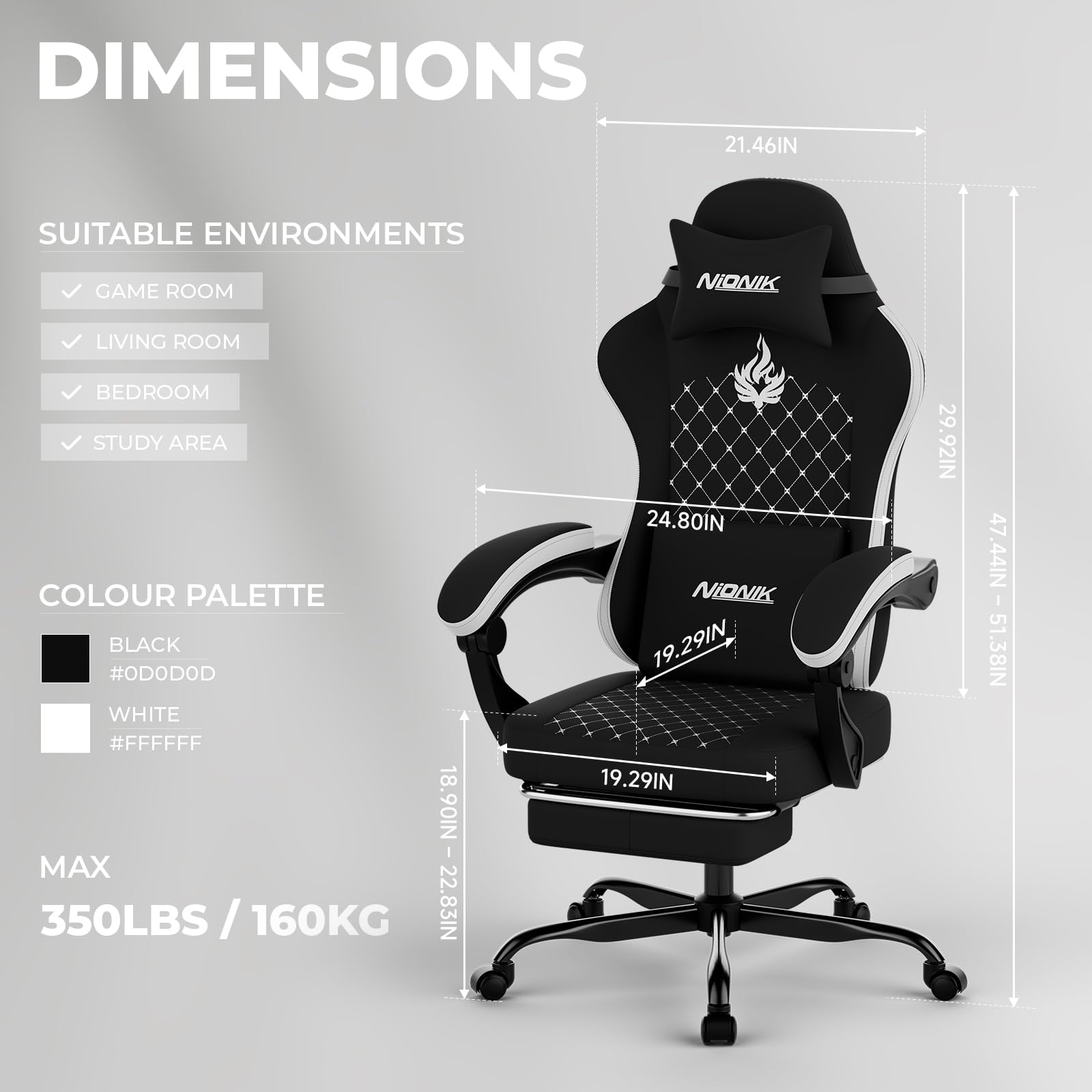 Ergonomic Gaming Chair with Footrest & Massage