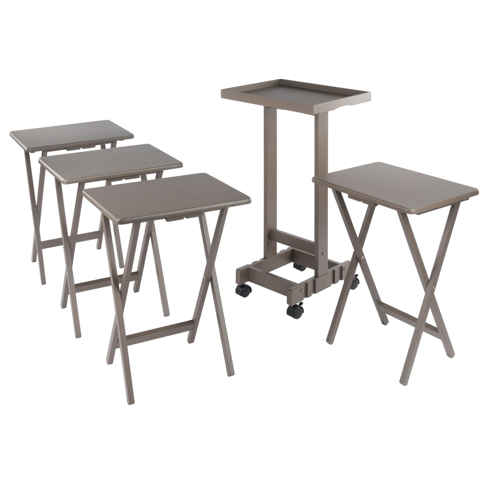 Folding Snack Table Set with Storage Rack