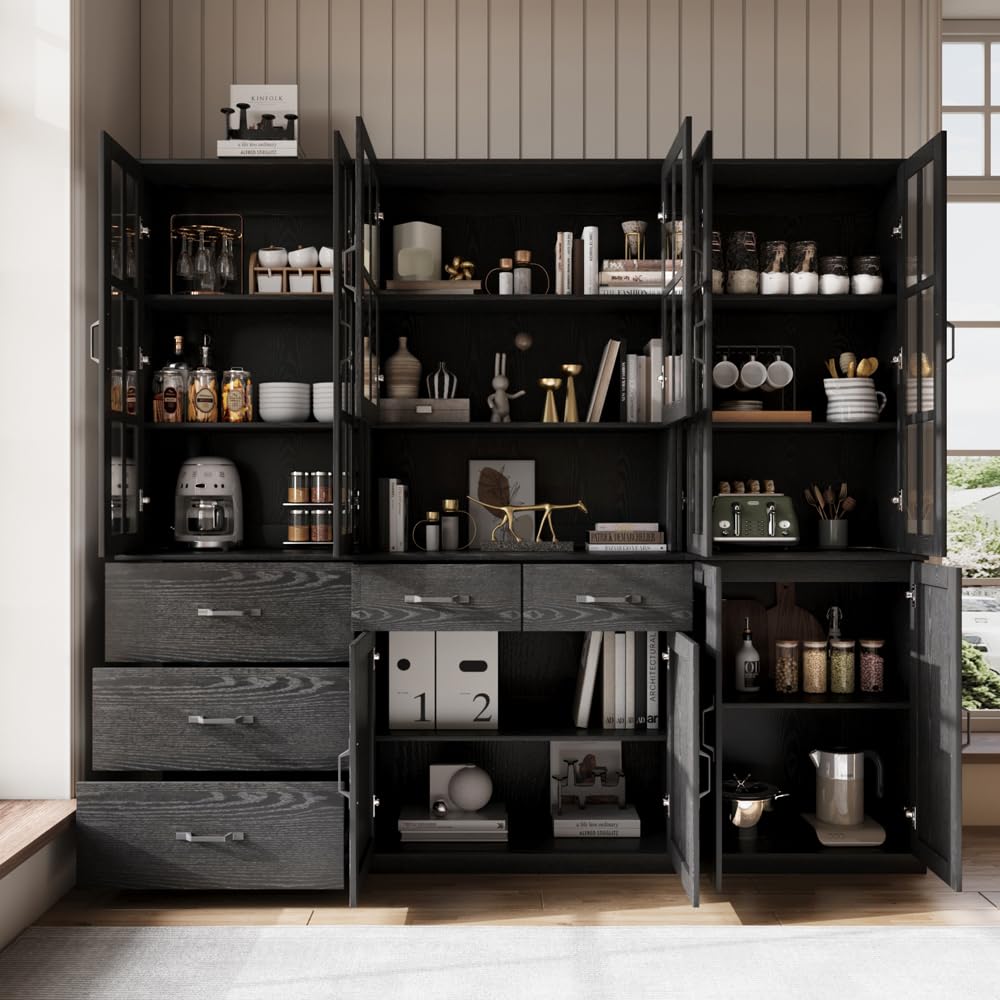 Glass Door Bookcase with Drawers