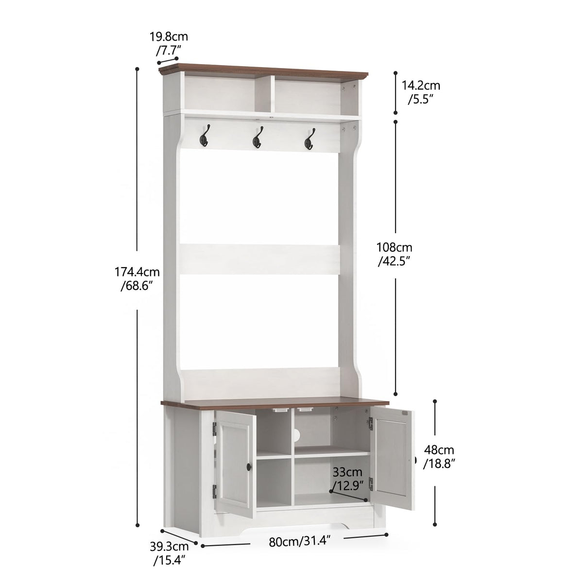 Hall Tree with Bench and Shoe Storage