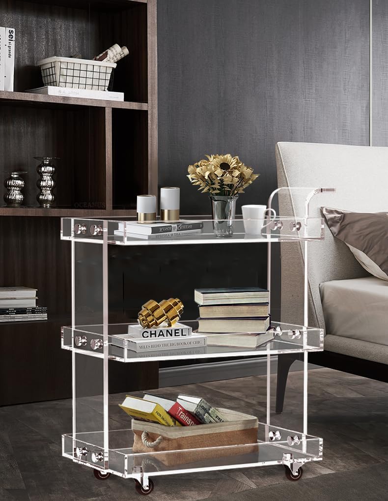 Clear Acrylic Rolling Bar Cart