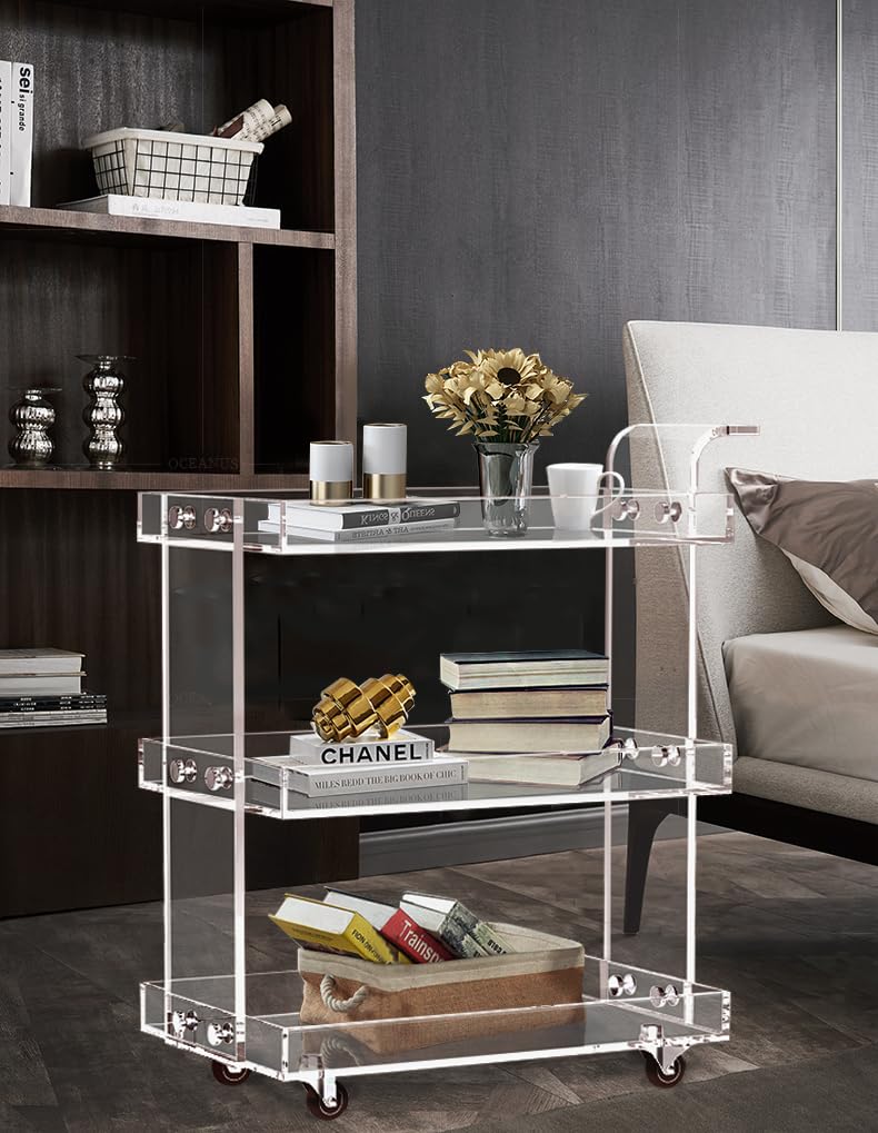 Clear Acrylic Rolling Bar Cart
