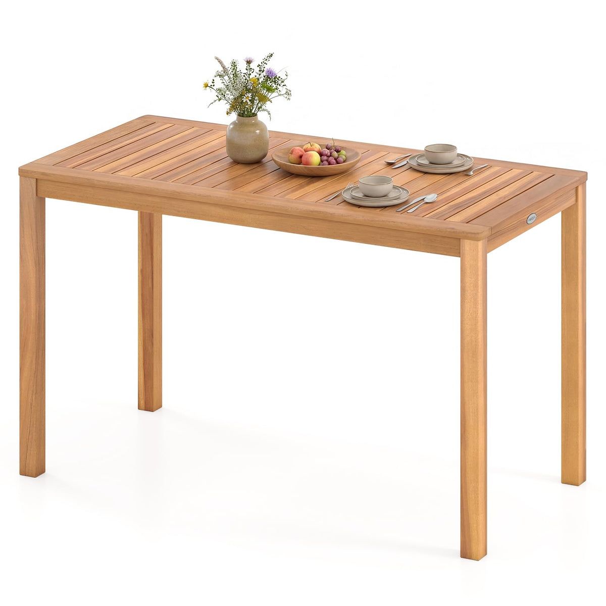Tangkula Acacia Wood Outdoor Dining Table for 4-6