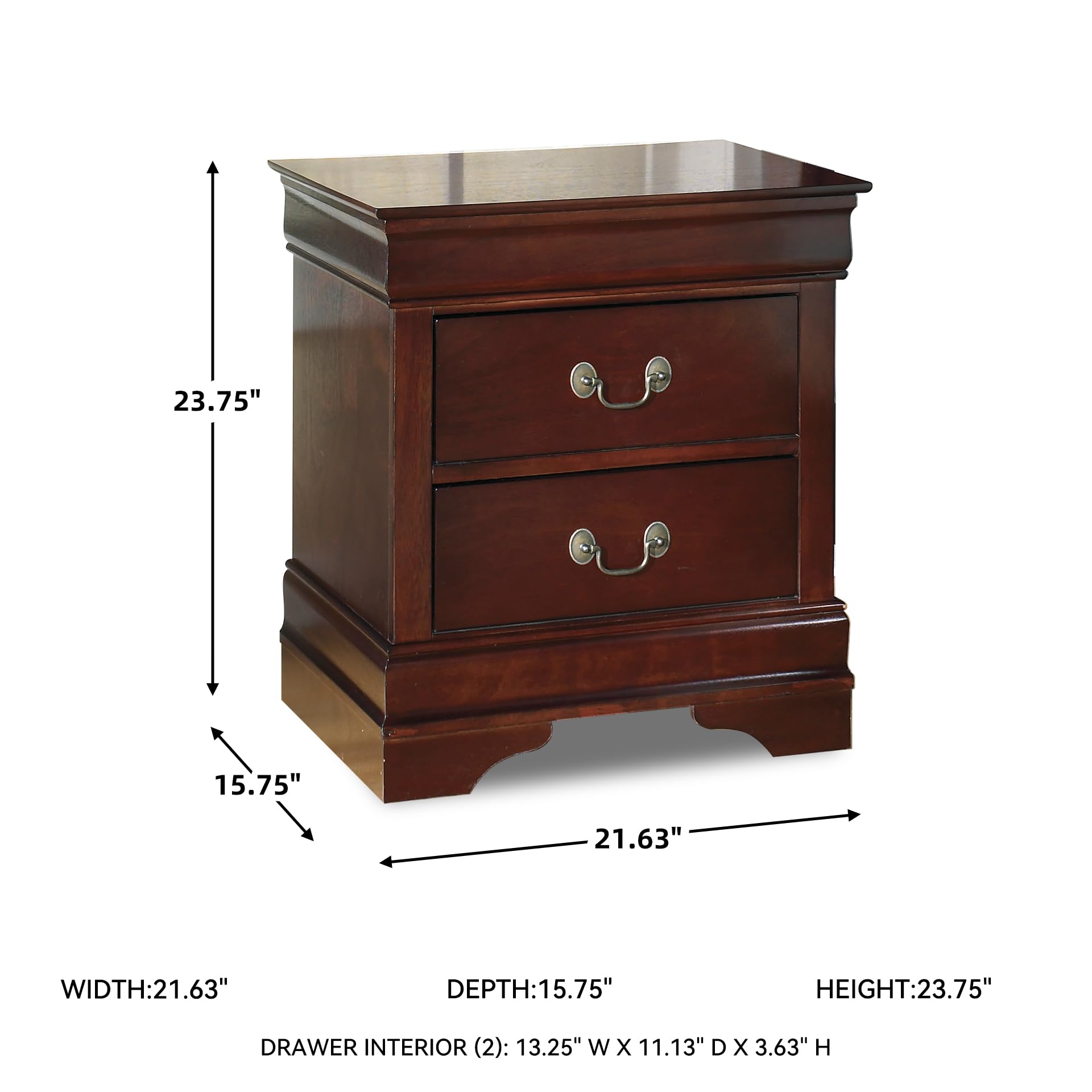 2-Drawer Nightstand with Louis Philippe Moulding