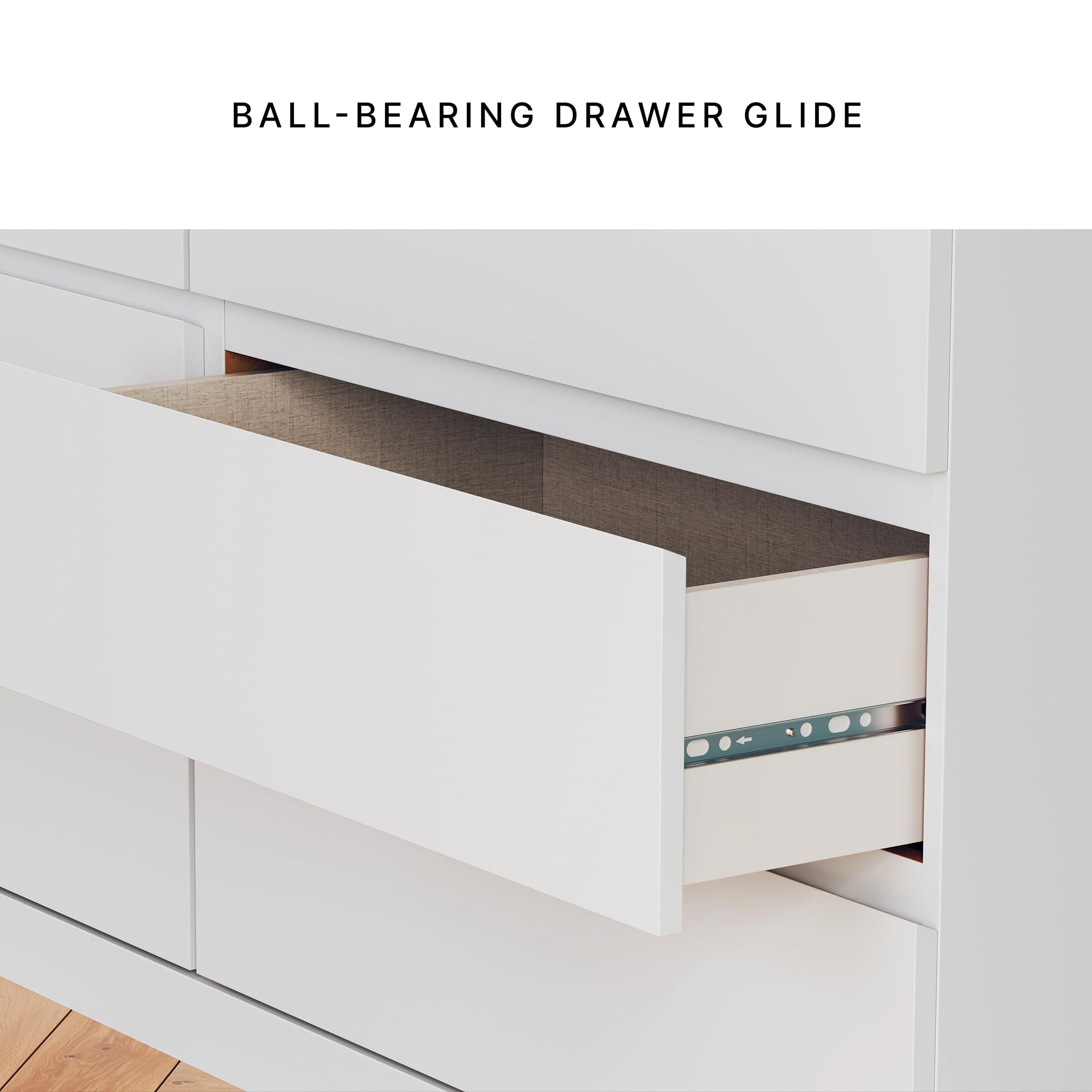 Signature Design by Ashley Onita Modern Dresser with 6 Smooth-Gliding Drawers, Meets ASTM International Safety Standards, White, 59.76' W x 19.29' D x 30.67' H