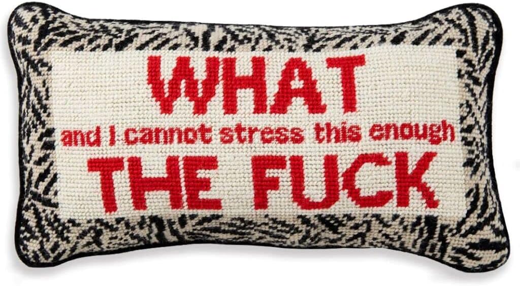 Needlepoint Decorative Throw Pillow – WTF