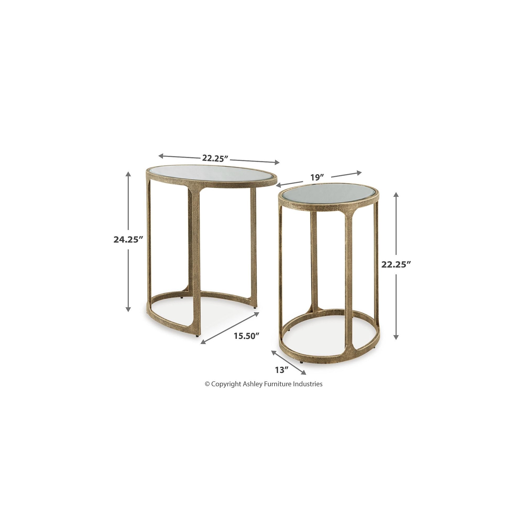 Mirrored Nesting Accent Table Set, Set of 2