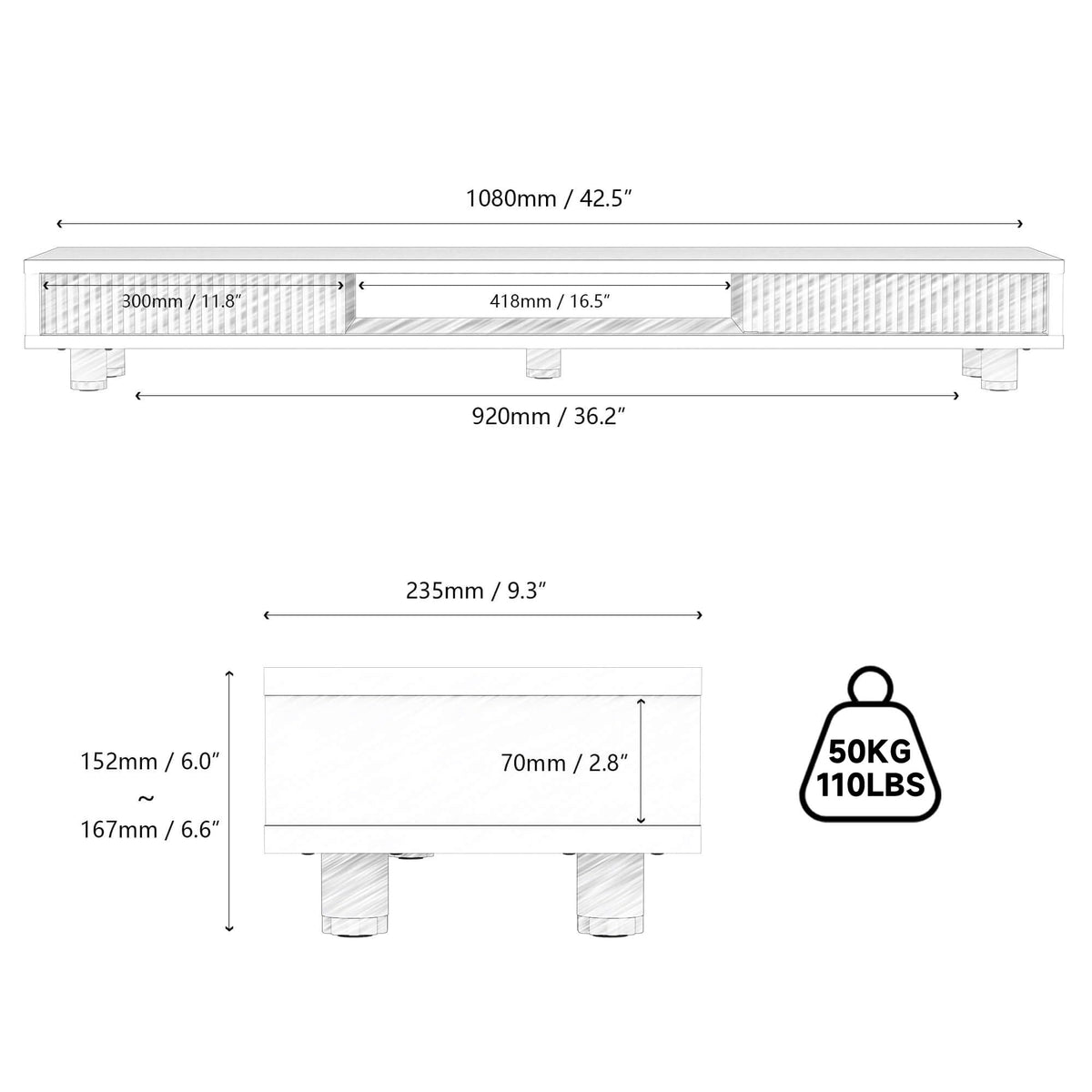 Fenge Dual Monitor Stand with Storage, Desk Shelf with Glass Sliding Door