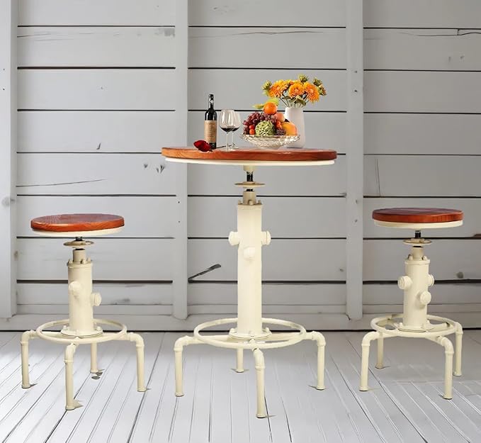 Industrial Pub Table & 2 Stools Set
