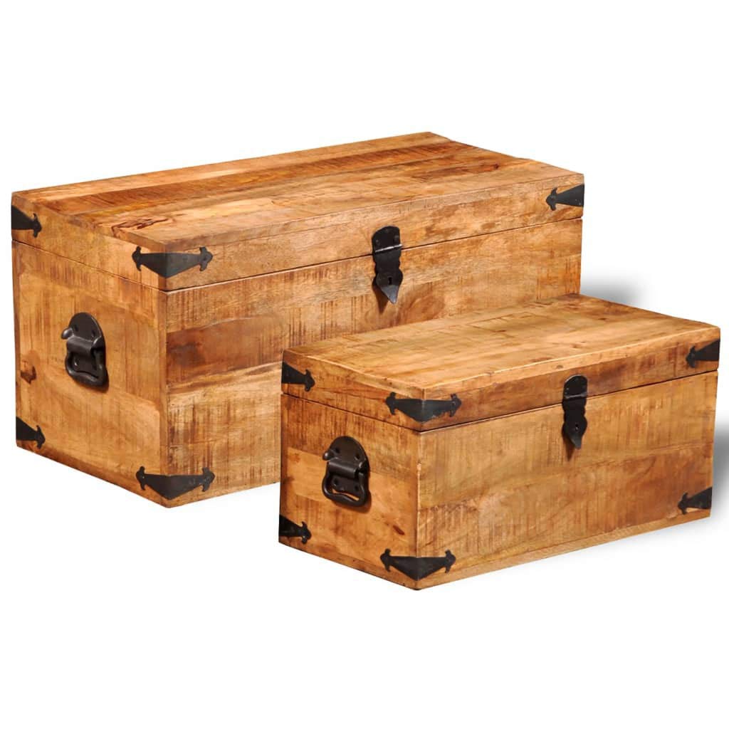 Mango Wood Storage Chest Set of 2