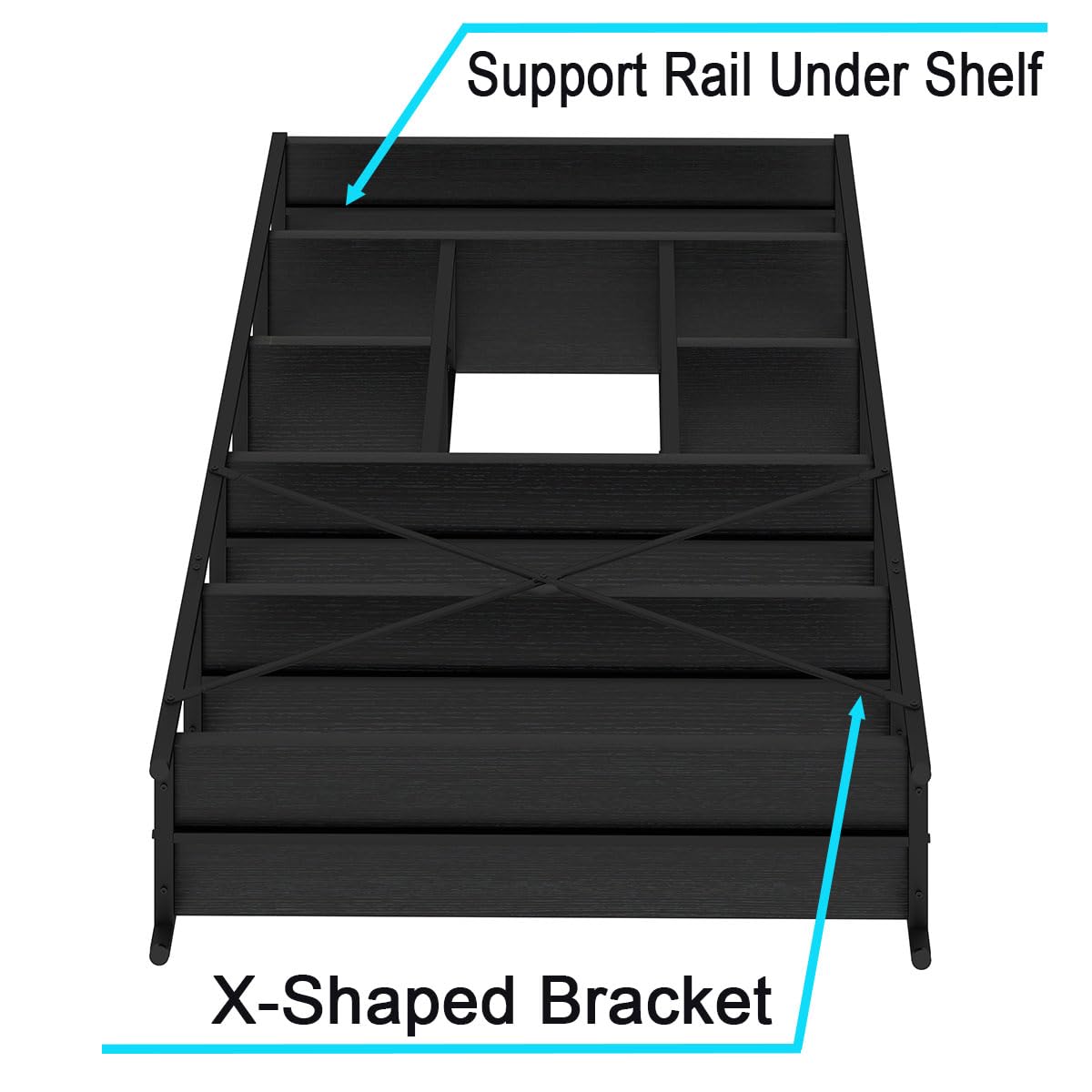 6-Tier Black Oak Bookshelf