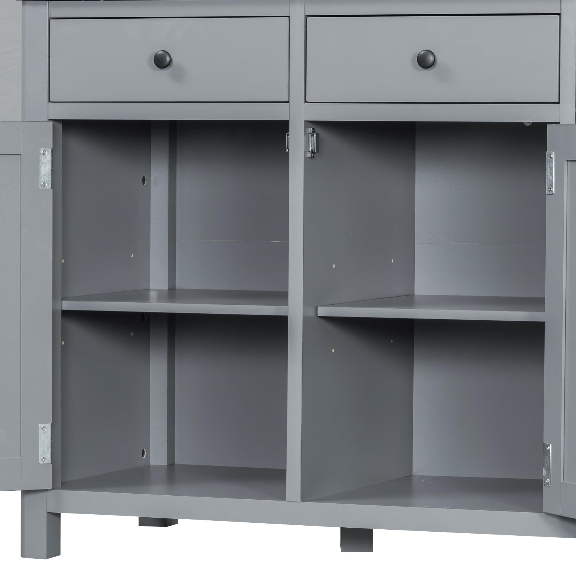 Merax 74.8'' Tall Kitchen Pantry Storage Cabinet with 6 Doors, 3 Drawers and Adjustable Shelves, Freestanding Large Cupboard & Pull-Out Trays for Kitchen, Dining Room, Living Room, Gray