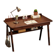 Mid-Century Modern Solid Wood Writing Desk with Drawers