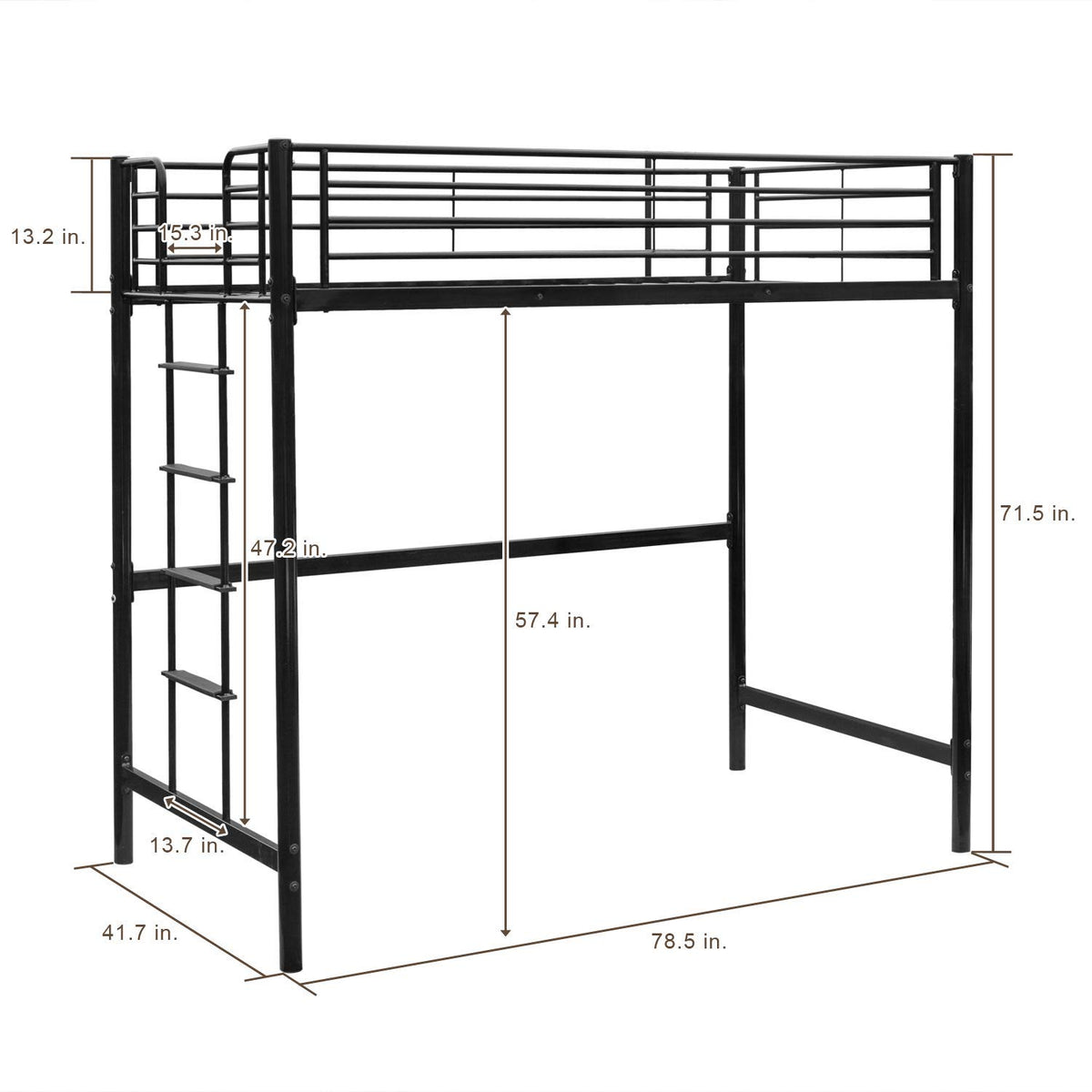 Black Twin Metal Loft Bed
