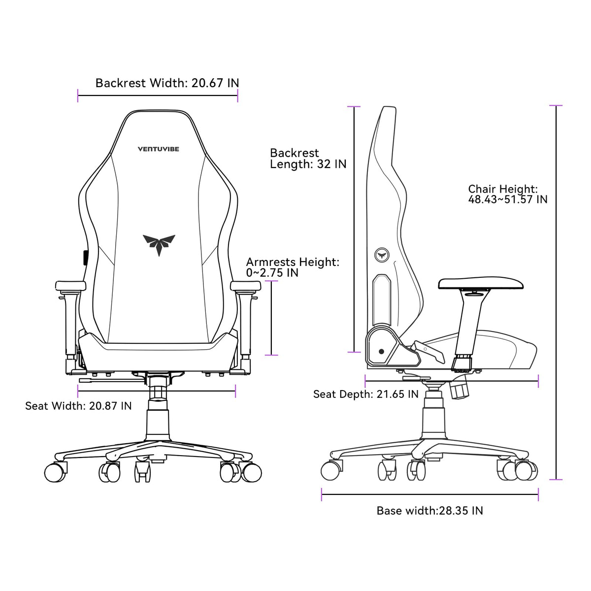 VENTUVIBE Gaming Chair - High Back Ergonomic Computer Chair with Lumbar Support, Video Game Chair-4D Adjustable Armrests,170° Reclining & 320lb Capacity,Game Chair for Home