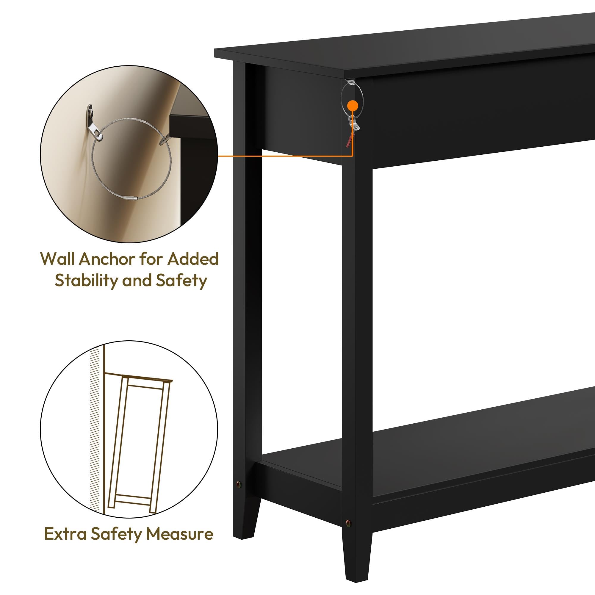 Console Table with 3 Drawers & Storage Shelf