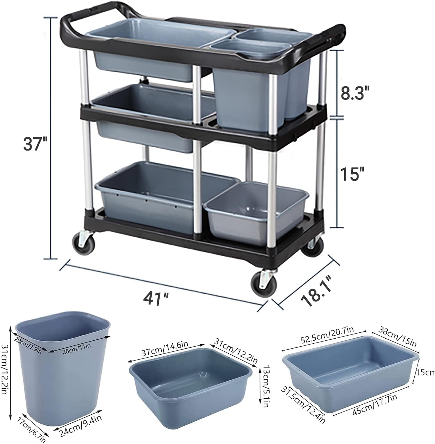 3-Tier Heavy Duty Utility Cart with Wheels