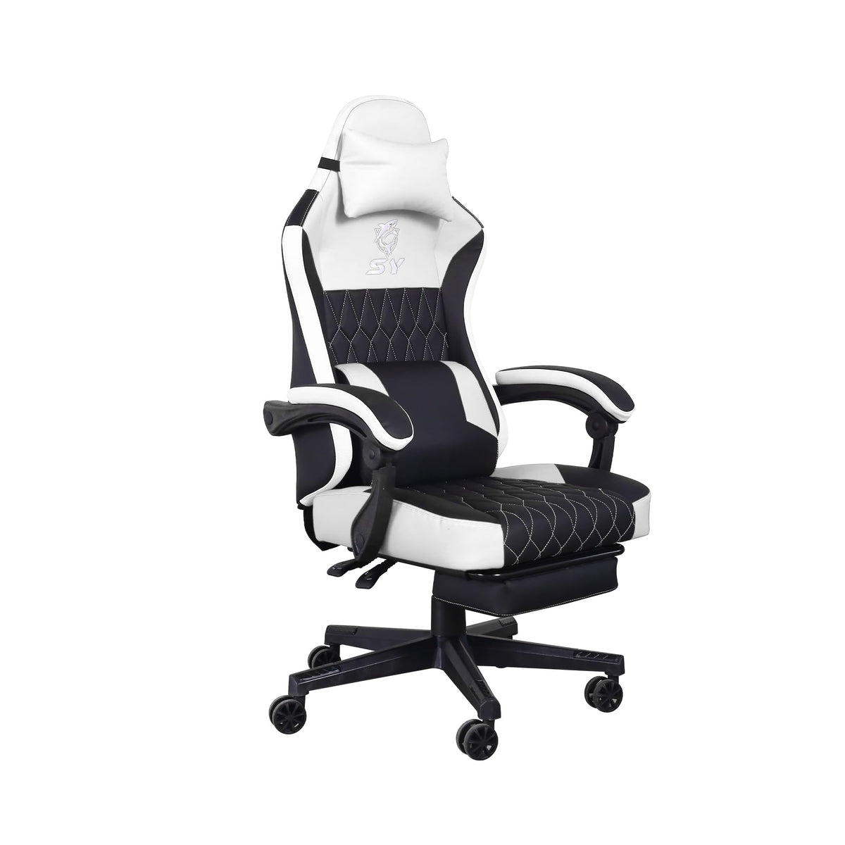 Gaming Chair with Footrest and Massage Support