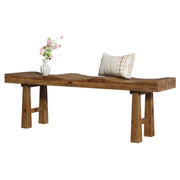 Solid Wood Entryway Bench with Wave-Top Design, 55"