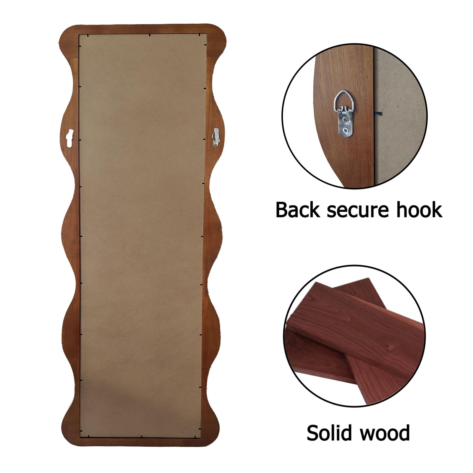 Wavy Full Length Mirror with Wood Frame