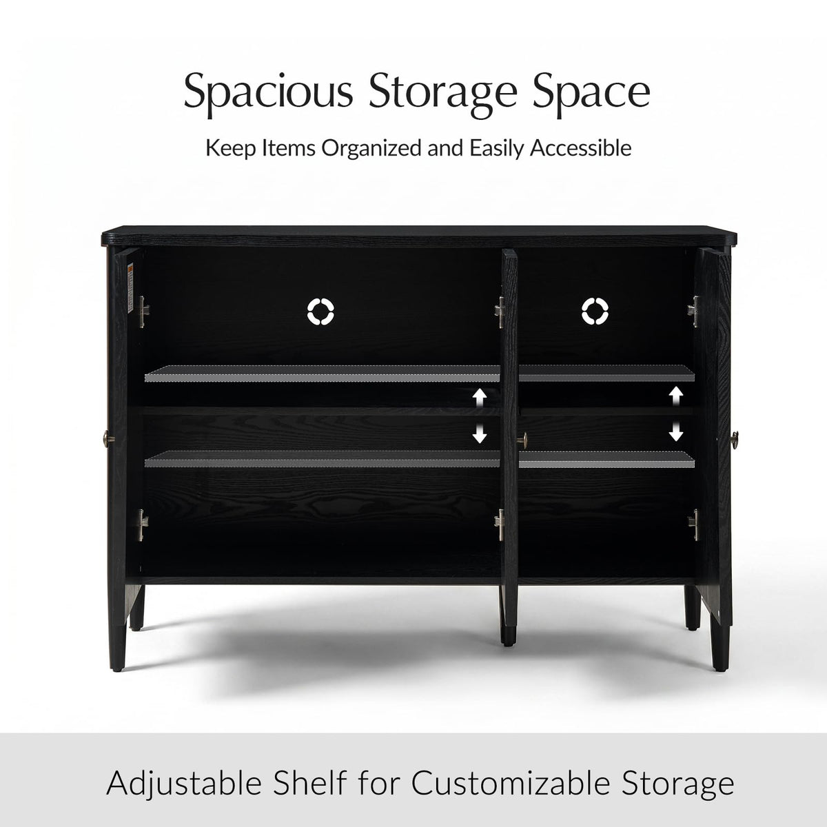 HULALA HOME 47" Arched Sideboard Buffet Cabinet with Storage, Black