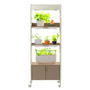 Vego garden 4 Tier Rolling Metal Corner Plant Stand Indoor with Grow Light, Display Shelf with Storage & Full Spectrum LED Grow Light, Plant Rack for Seed Starting, Leafy, Herbs, Fruits & Microgreens