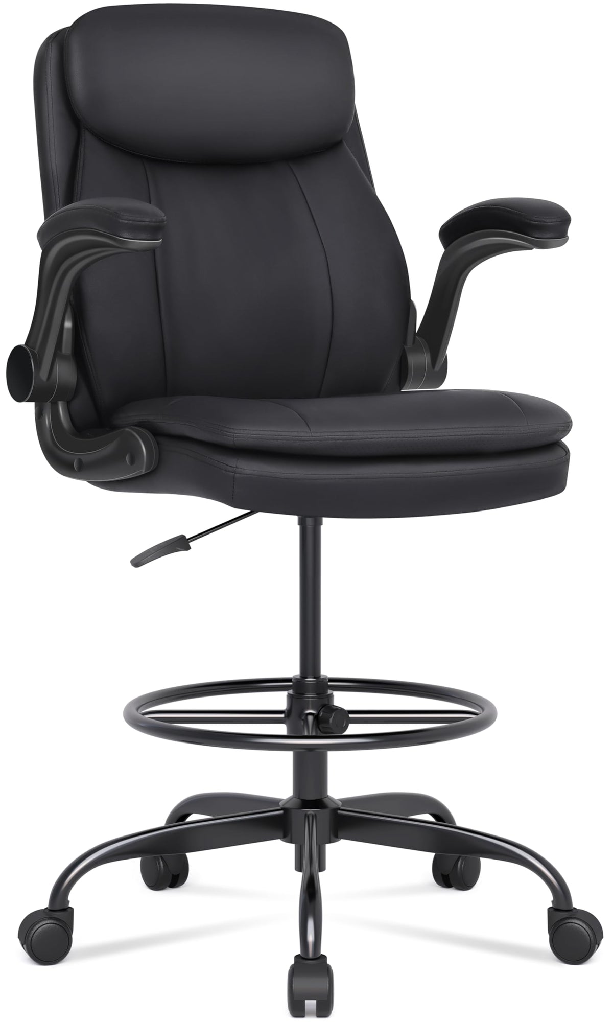 Misolant Drafting Chair, Tall Office Chair for Standing Desk, High Leather Executive Office Chair with Adjustable Height and Flip-up Armrest for Counter Height Desk