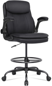 Misolant Drafting Chair, Tall Office Chair for Standing Desk, High Leather Executive Office Chair with Adjustable Height and Flip-up Armrest for Counter Height Desk