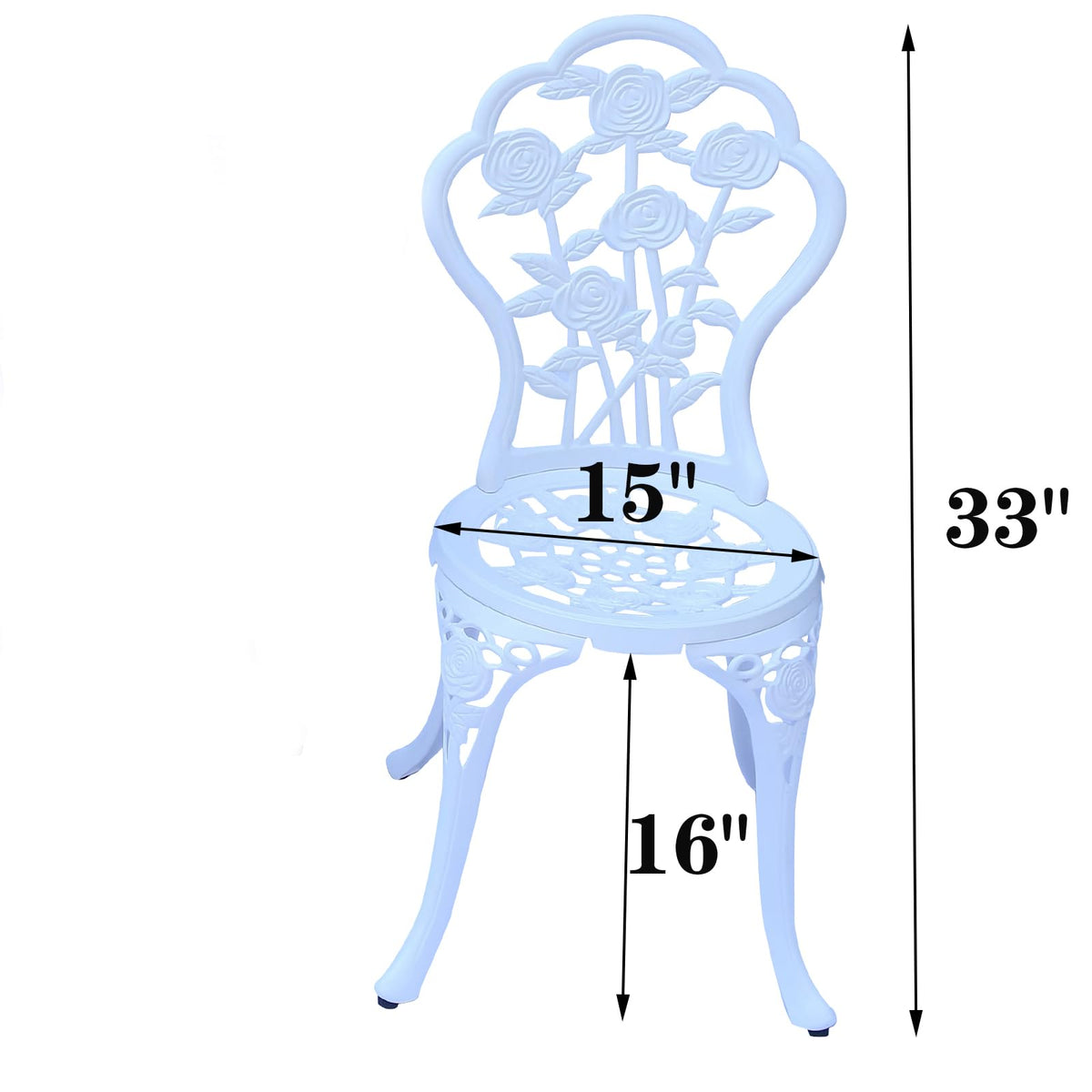 WILOUNGE 3-Piece Cast Aluminum Outdoor Bistro Set, Outdoor Table and Chairs Set of 2 with Umbrella Hole for Patio Garden Park(White, Rose)