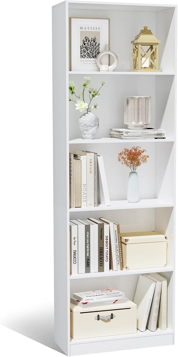 5-Tier Tall Bookshelf, 70.8" Floor Standing Bookcase