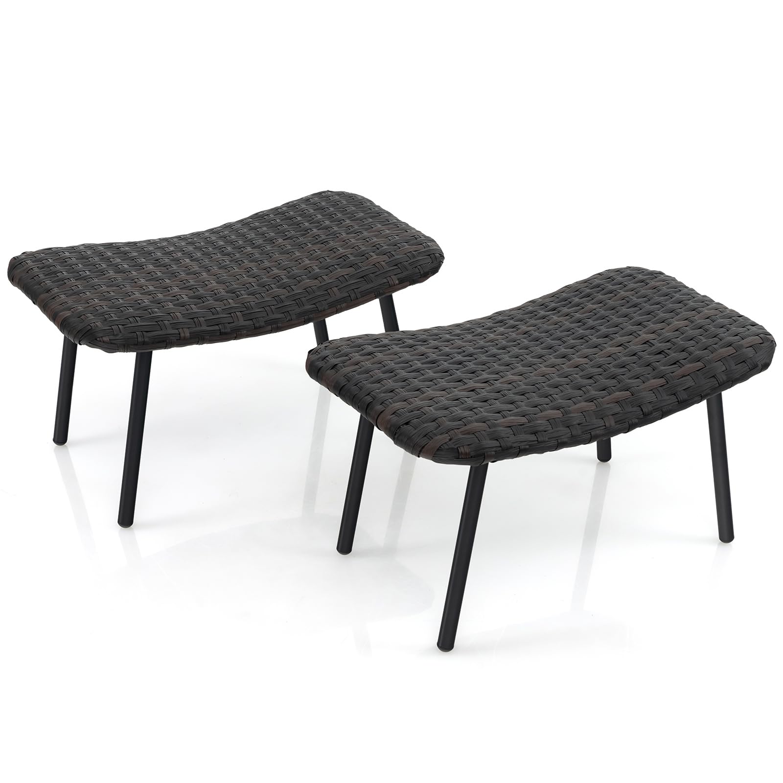 Outdoor Rattan Ottoman Set of 2